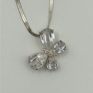 LACN Silver-Tone Crystal Butterfly Pendant Necklace